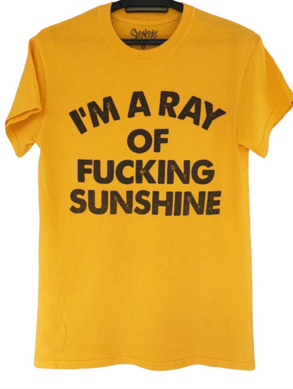 Spencer's 🌞 Oversized Unisex Graphic Tee Deep Golden Yellow Black Bold Slogan